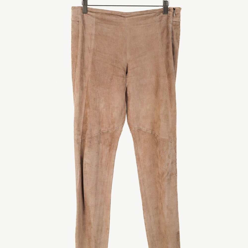 Brunello Cucinelli AW/15 Taupe Suede Zip-Hem Skinny Pants